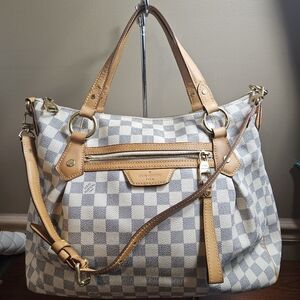 Auth LOUIS VUITTON EVORA MM DAMIER AZUR